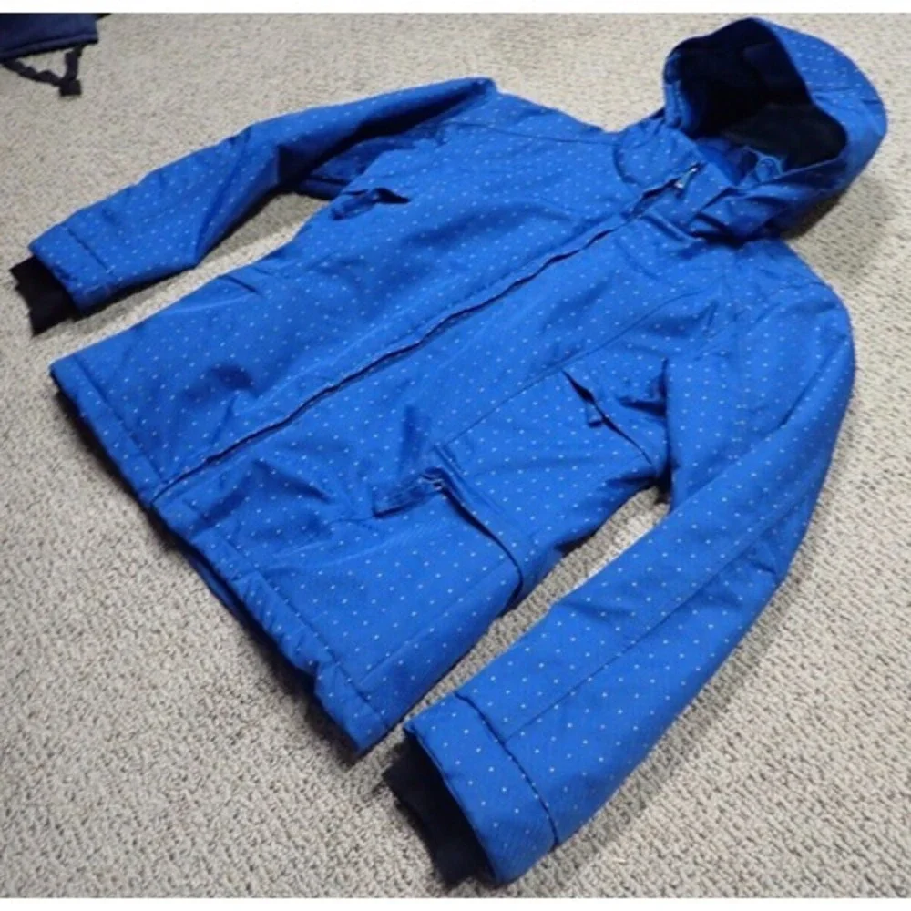 Powder Room Ski Jacket Womens Medium Blue Excellent Micro-Lite Polka Dot 68858